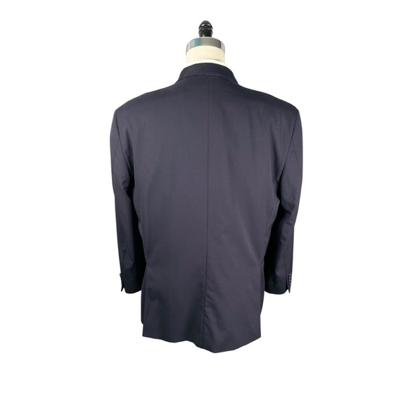 Tommy Hilfiger 2pc Suit Mens 48L Navy 100% Wool Two Button Flat Front Pants - Picture 6 of 16